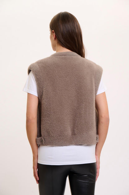 Manteau Sans Manches Femme | Effet Peluche Léger | Idéal pour la Superposition de Mi-Saison