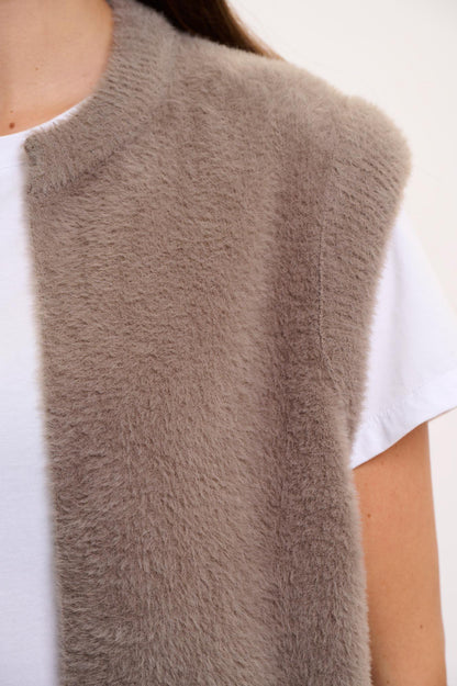 Manteau Sans Manches Femme | Effet Peluche Léger | Idéal pour la Superposition de Mi-Saison