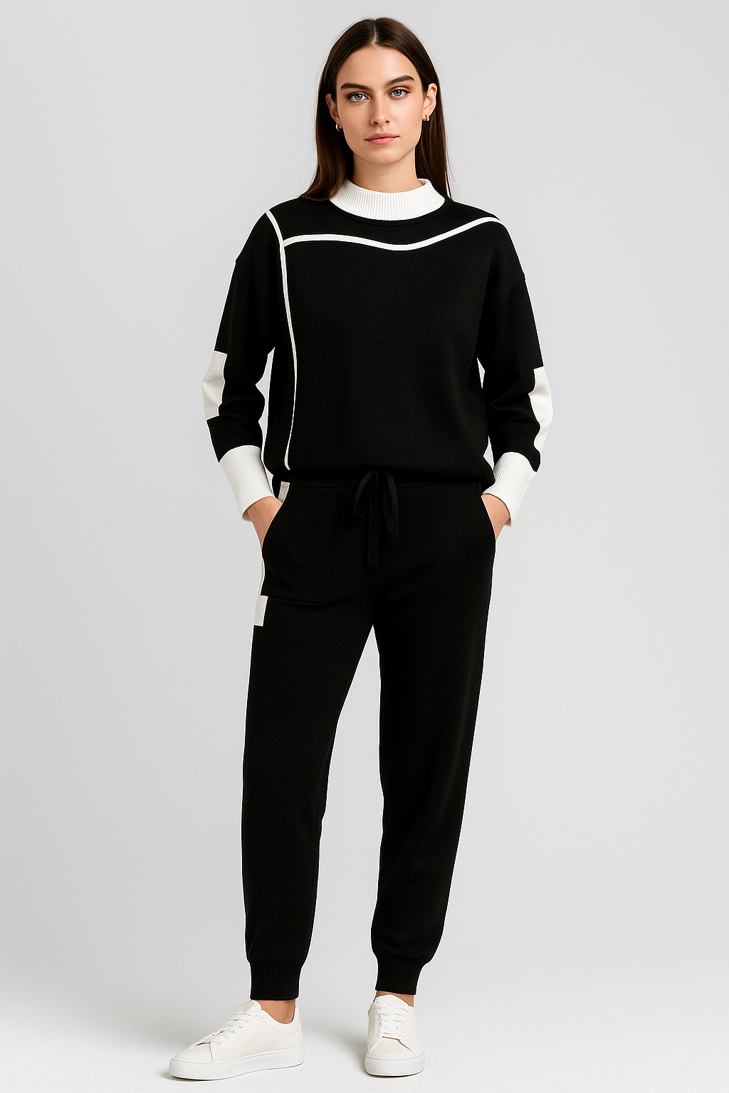 Ensemble Femme | Jogging Confortable Et Stylé | Détails Contrastés | Parfait Pour Les Moments Décontractés