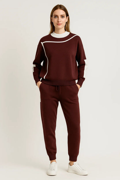 Ensemble Femme | Jogging Confortable Et Stylé | Détails Contrastés | Parfait Pour Les Moments Décontractés