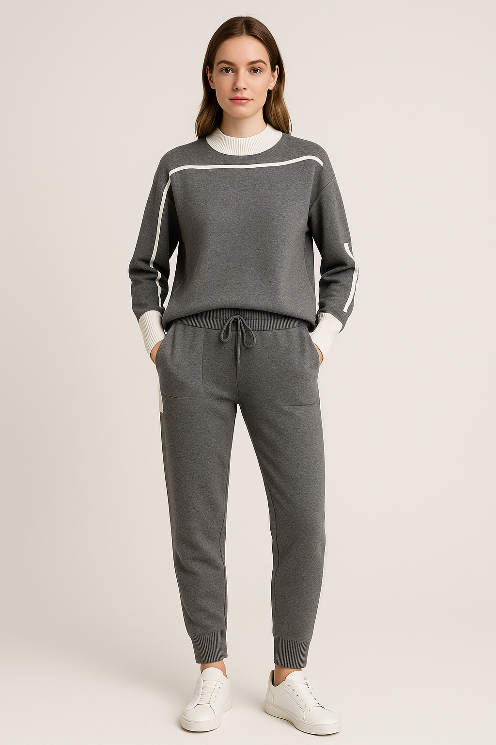 Ensemble Femme | Jogging Confortable Et Stylé | Détails Contrastés | Parfait Pour Les Moments Décontractés