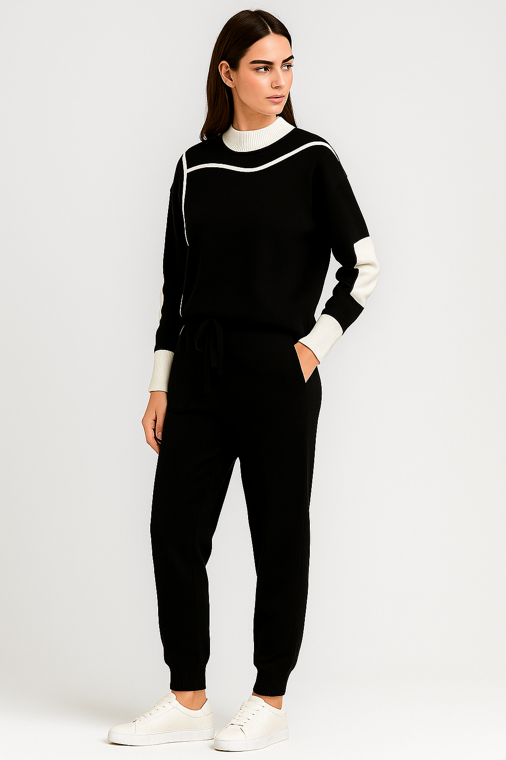 Ensemble Femme | Jogging Confortable Et Stylé | Détails Contrastés | Parfait Pour Les Moments Décontractés