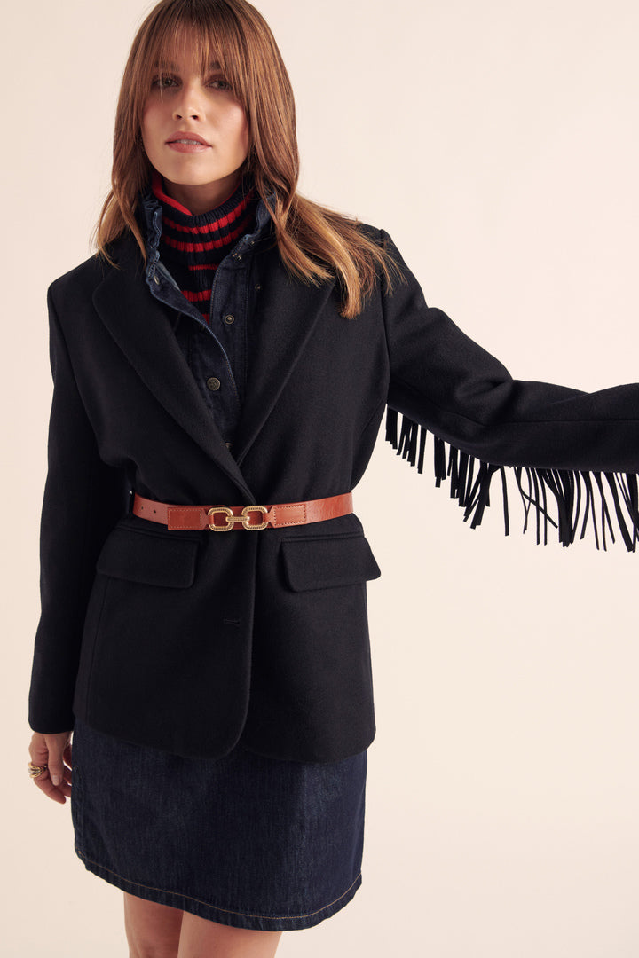 Veste en Laine Avec Franges