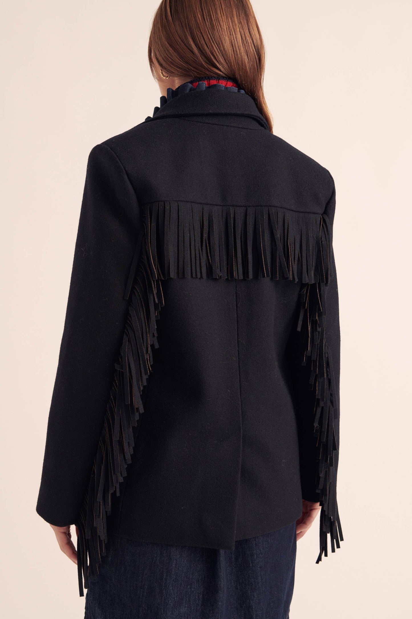 Veste en Laine Avec Franges