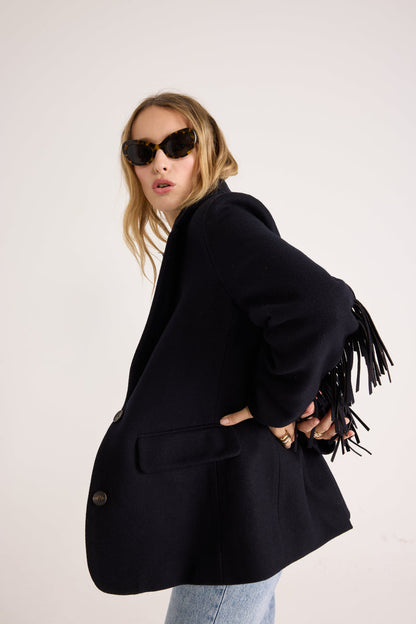 Veste en Laine Avec Franges
