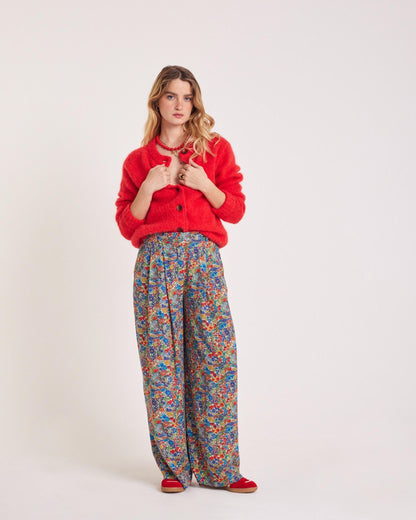 Cardigan Rouge en Maille Duveteuse