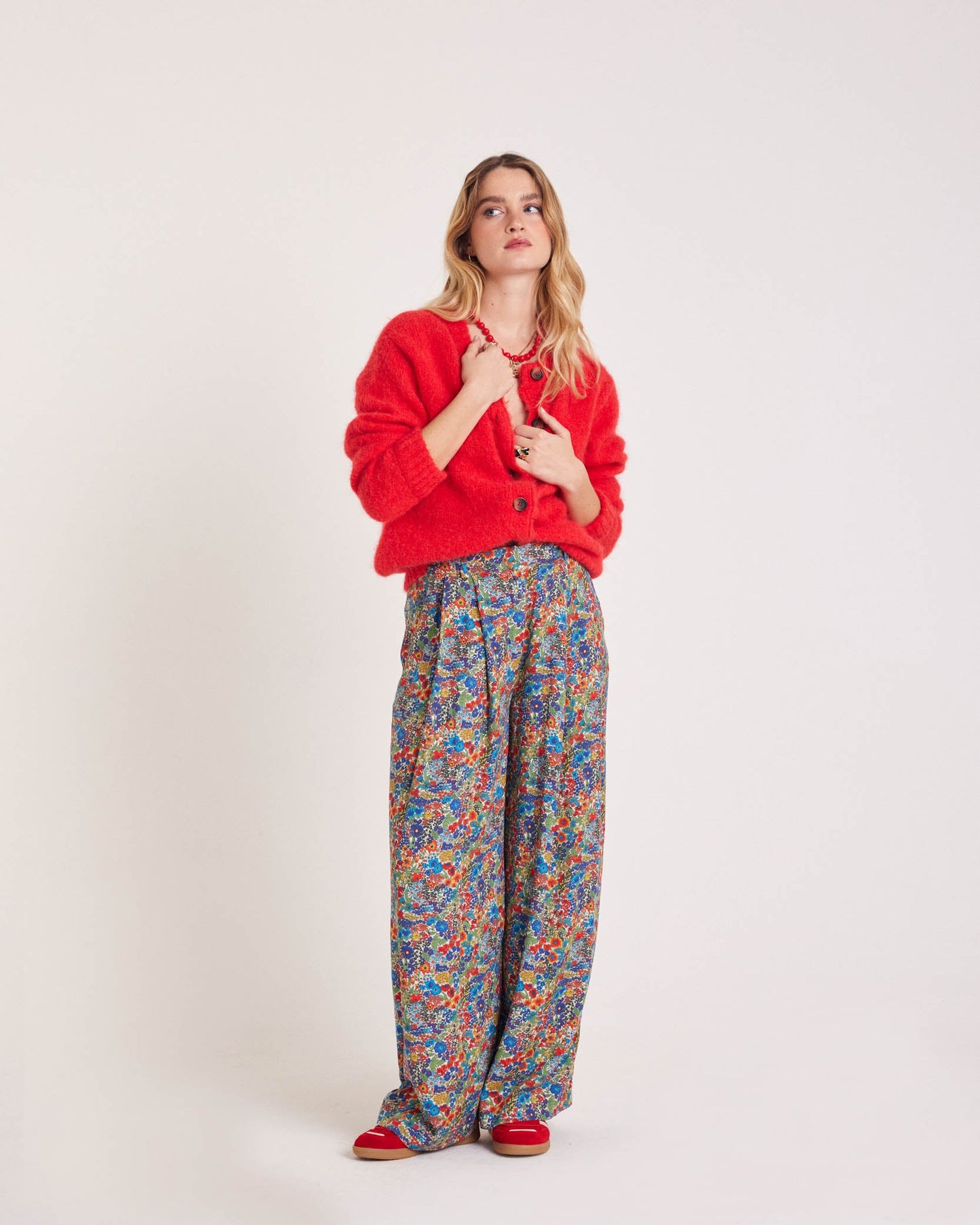 Cardigan Rouge en Maille Duveteuse