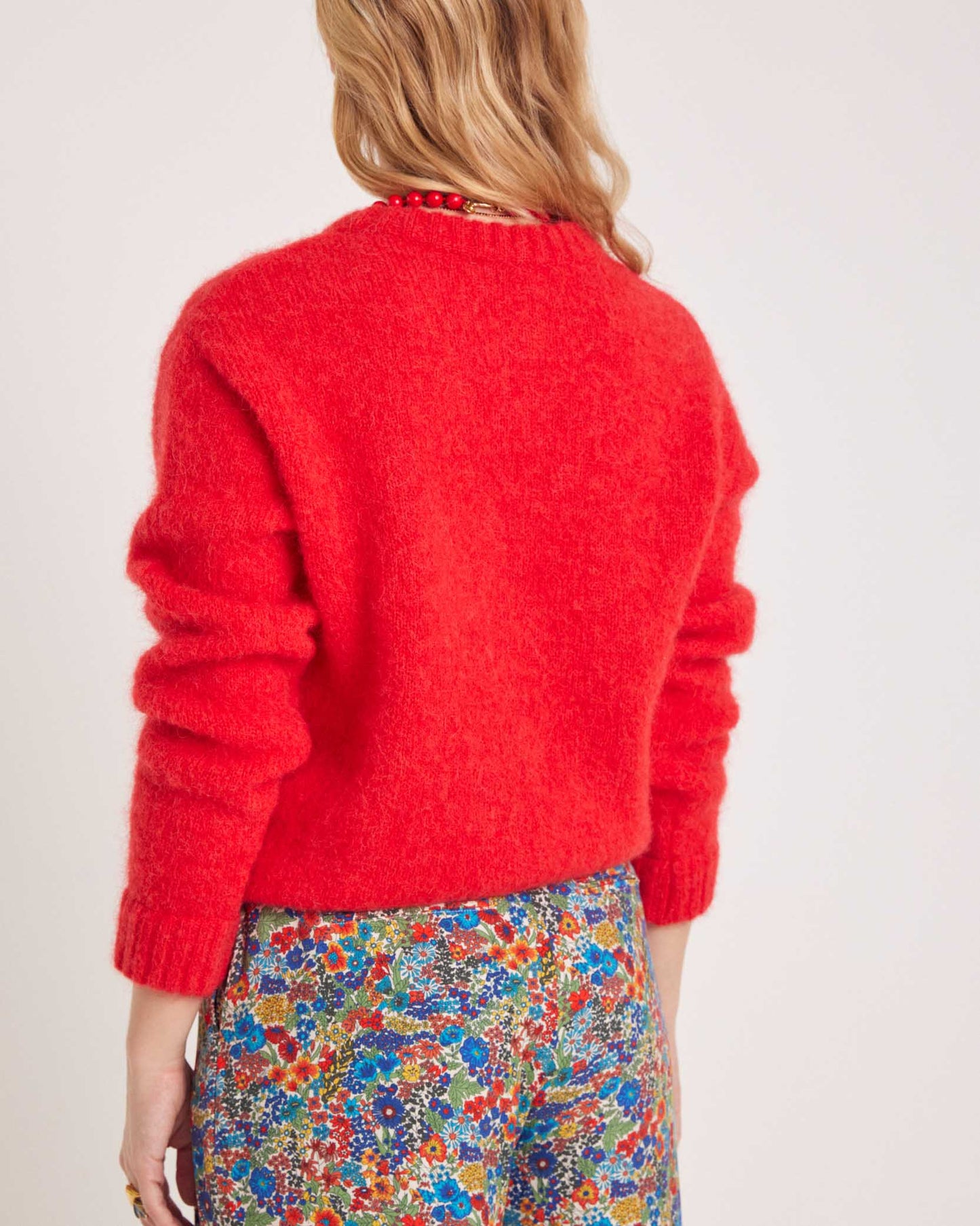 Cardigan Rouge en Maille Duveteuse
