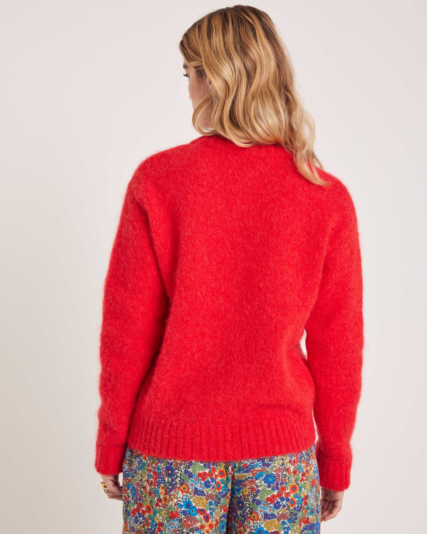 Cardigan Rouge en Maille Duveteuse