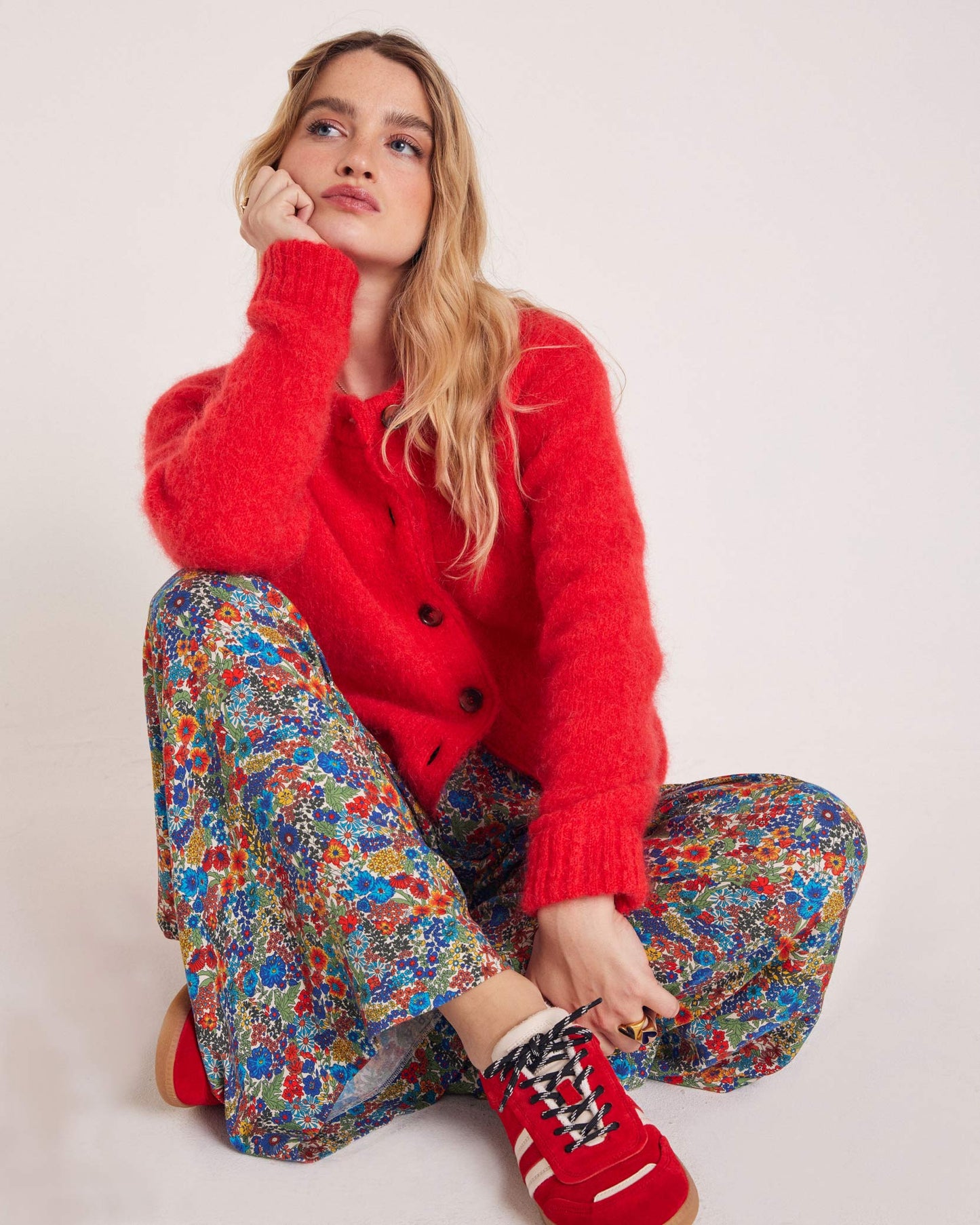 Cardigan Rouge en Maille Duveteuse