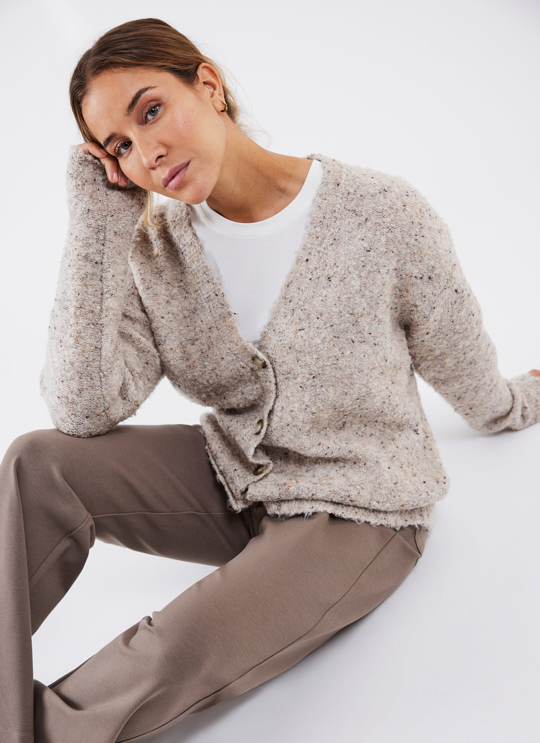 Cardigan Moucheté Boutonné