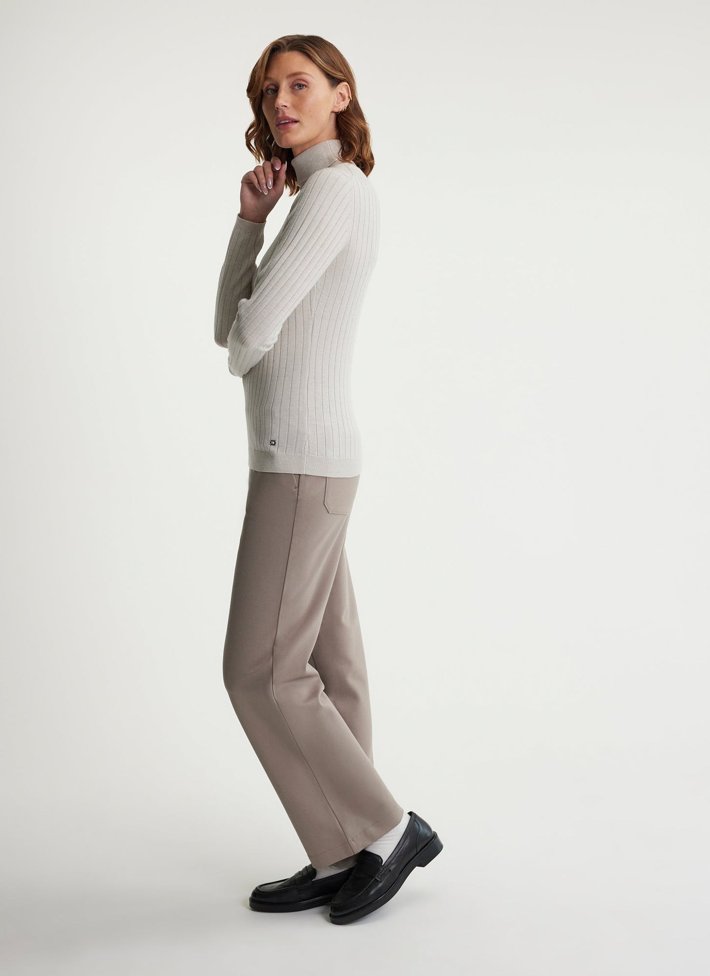 Pull Côtelé à Col Roulé