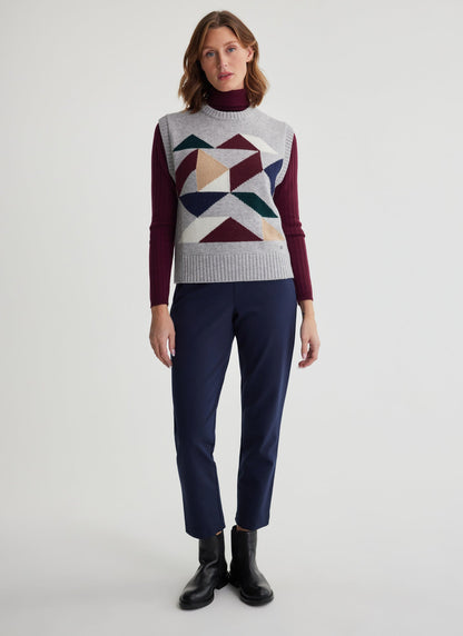 Pull en Laine Mérinos à Motif Géométrique