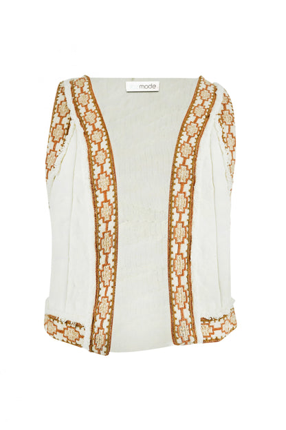 Gilet En Coton | Léger Et Fluide | Détails Brodés Ajourés | Idéal Pour Les Looks Bohèmes D’Été