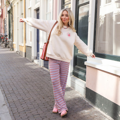 Sweat En Coton Et Polyester | Oversize Décontracté | Motif Brodé Confortable | Parfait Pour Les Moments Chill