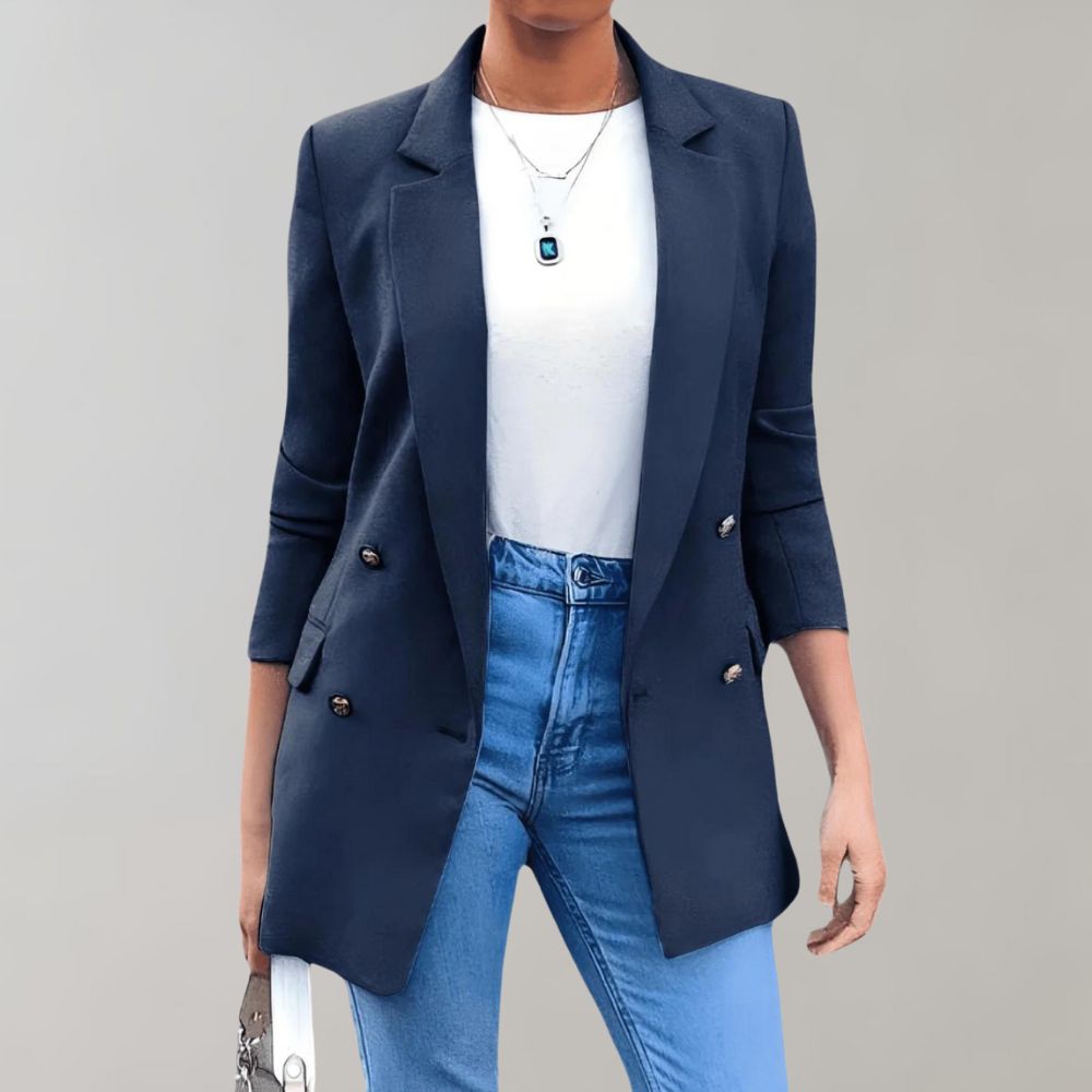 Blazer Femme | Long Et Élégant | Tissu En Polyester Pour Look Chic Et Moderne