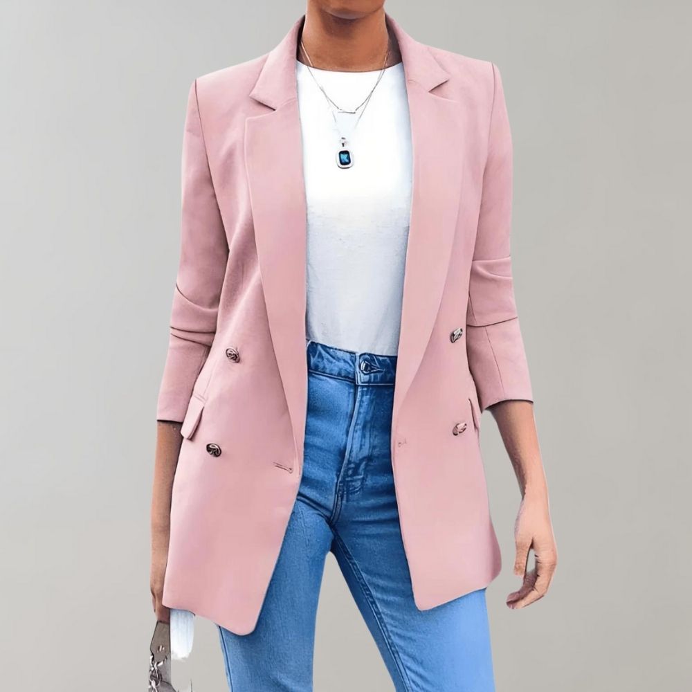 Blazer Femme | Long Et Élégant | Tissu En Polyester Pour Look Chic Et Moderne