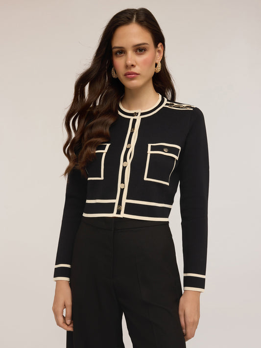Cardigan Bordures Contrastantes
