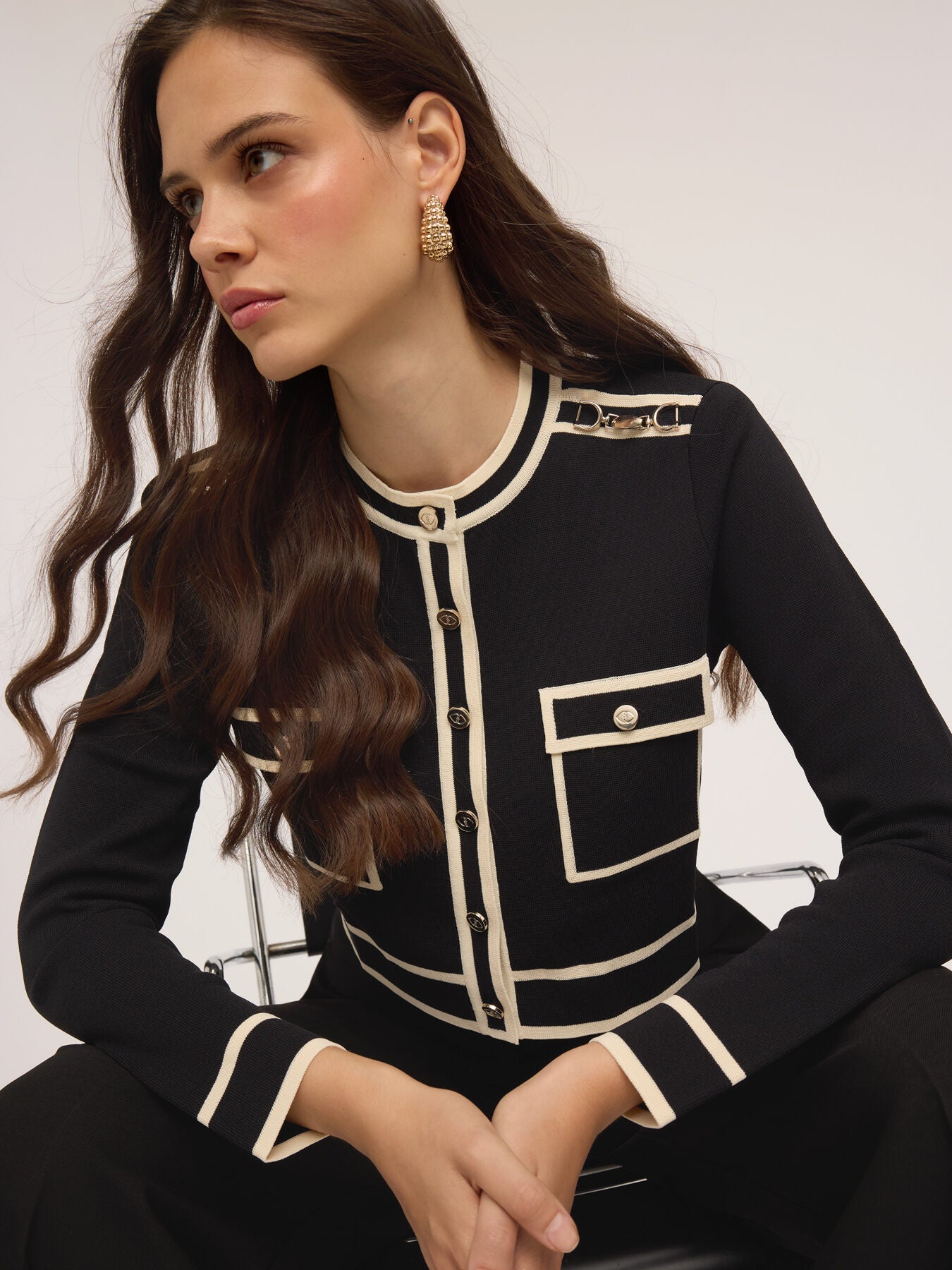 Cardigan Bordures Contrastantes