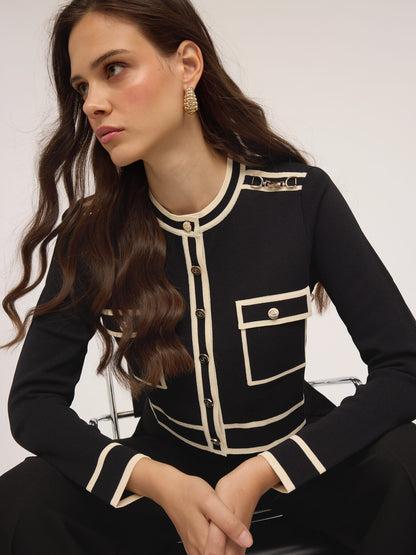 Cardigan Bordures Contrastantes