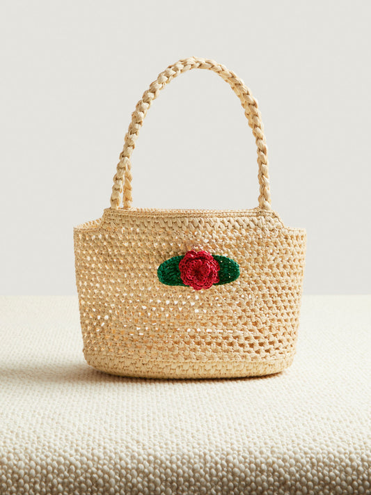 Sac Cabas Femme | Paille avec Fleur | Idéal pour un Look Bohème et Estival