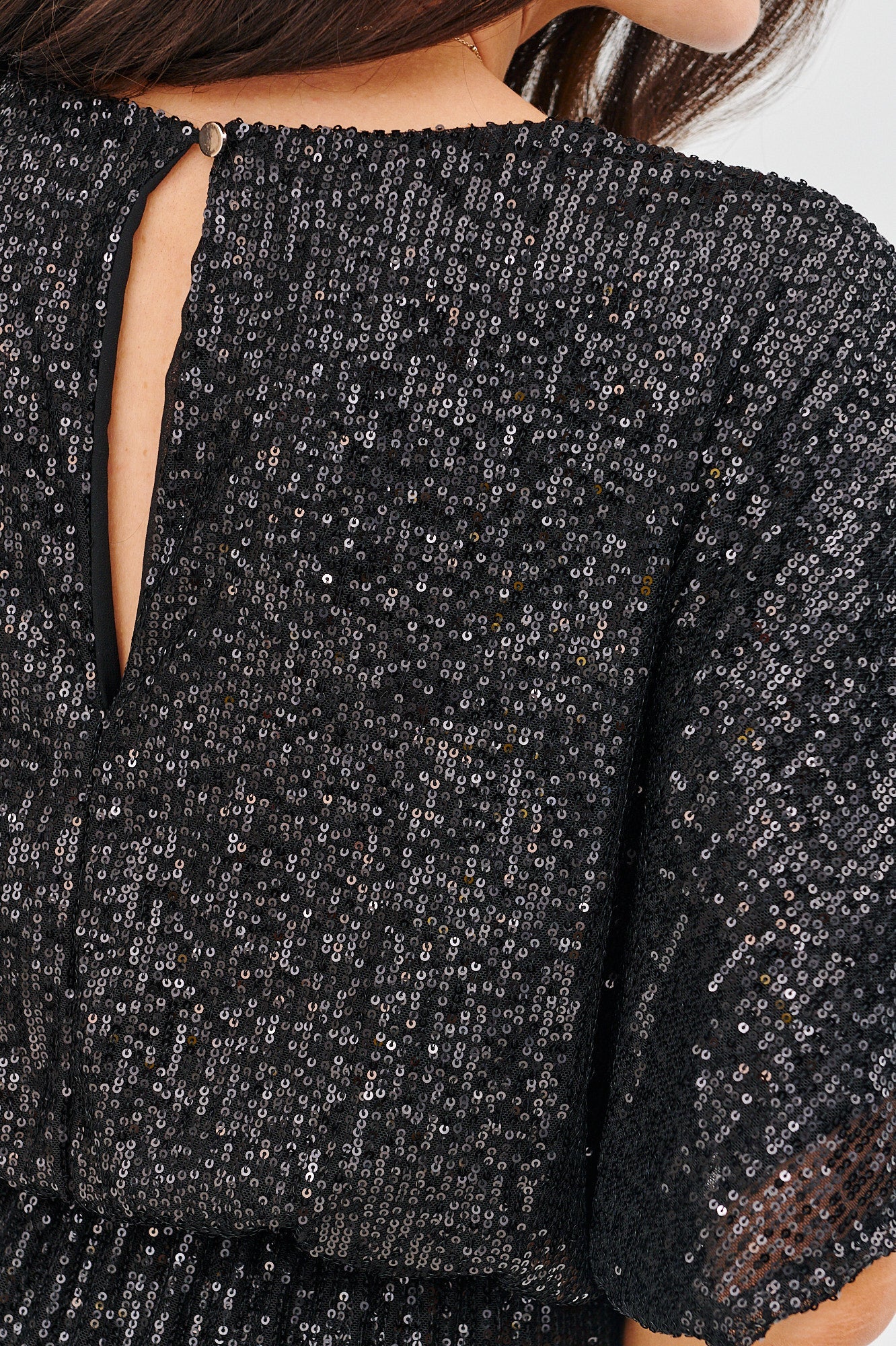 Robe Longue Femme | Tissu Pailleté Fluide | Taille Élastiquée Et Manches Amples | Parfaite Pour Les Soirées Et Événements Chic