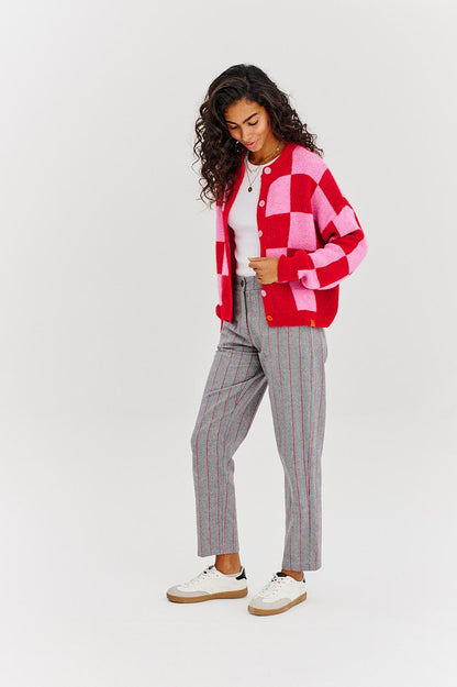 Pantalon À Rayures | Viscose Et Polyester Confortable | Coupe Droite Chic | Parfait Pour Le Bureau Ou Les Sorties Élégantes