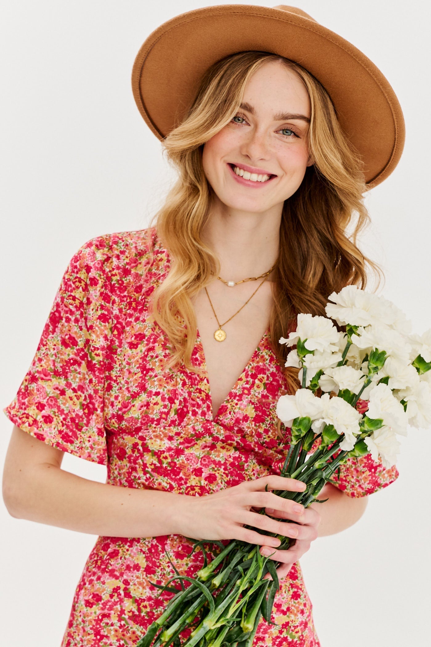 Robe En Viscose | Coupe Fluide Et Féminine | Col V Et Imprimé Feuillage | Parfaite Pour L’Été Ou La Mi-Saison