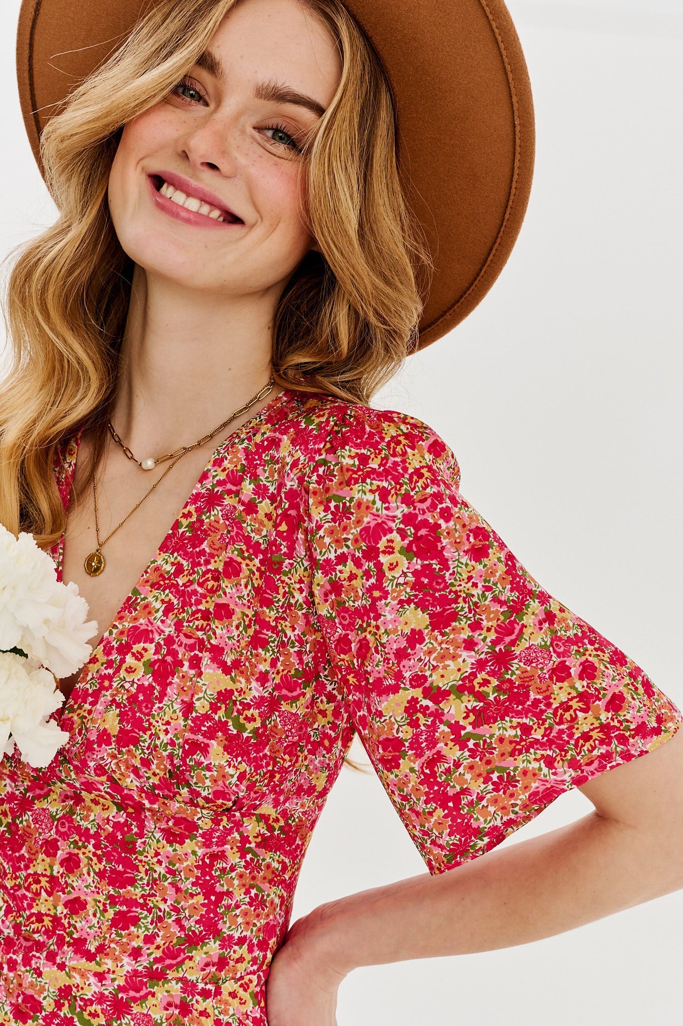 Robe En Viscose | Coupe Fluide Et Féminine | Col V Et Imprimé Feuillage | Parfaite Pour L’Été Ou La Mi-Saison