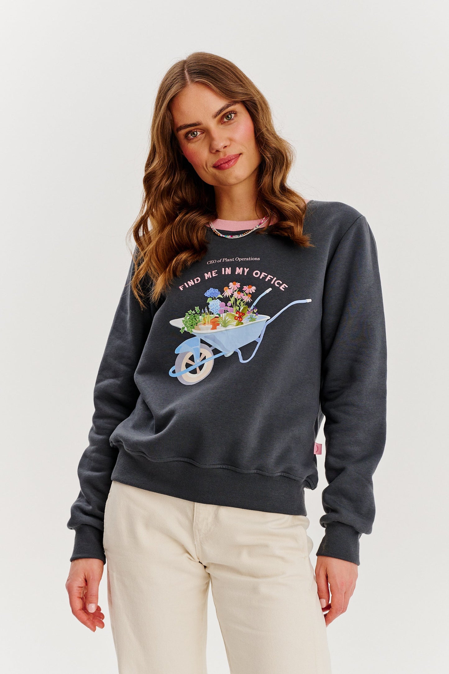 Sweat En Coton Et Polyester | Motif Brouette Fleurie | Coupe Droite Décontractée | Parfait Pour Le Printemps Et Les Looks Cosy