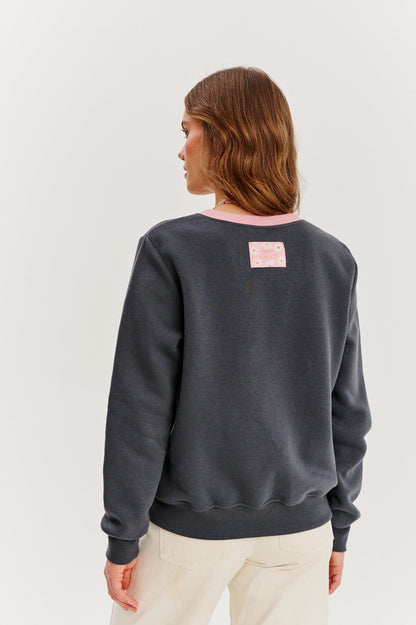 Sweat En Coton Et Polyester | Motif Brouette Fleurie | Coupe Droite Décontractée | Parfait Pour Le Printemps Et Les Looks Cosy