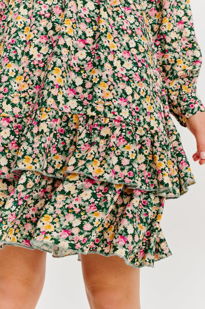 Robe En Viscose | Courte Et Légère | Imprimé Fleuri Multicolore | Parfaite Pour Le Printemps Et Les Week-Ends Décontractés