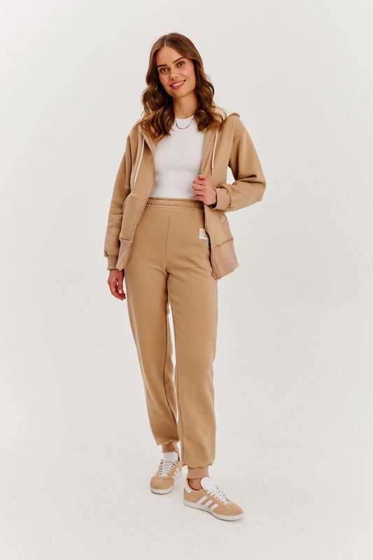 Ensemble Jogging En Coton Et Polyester | Sweat Zippé À Capuche Et Pantalon Taille Haute | Parfait Pour Les Moments Chill Et Les Looks Décontractés