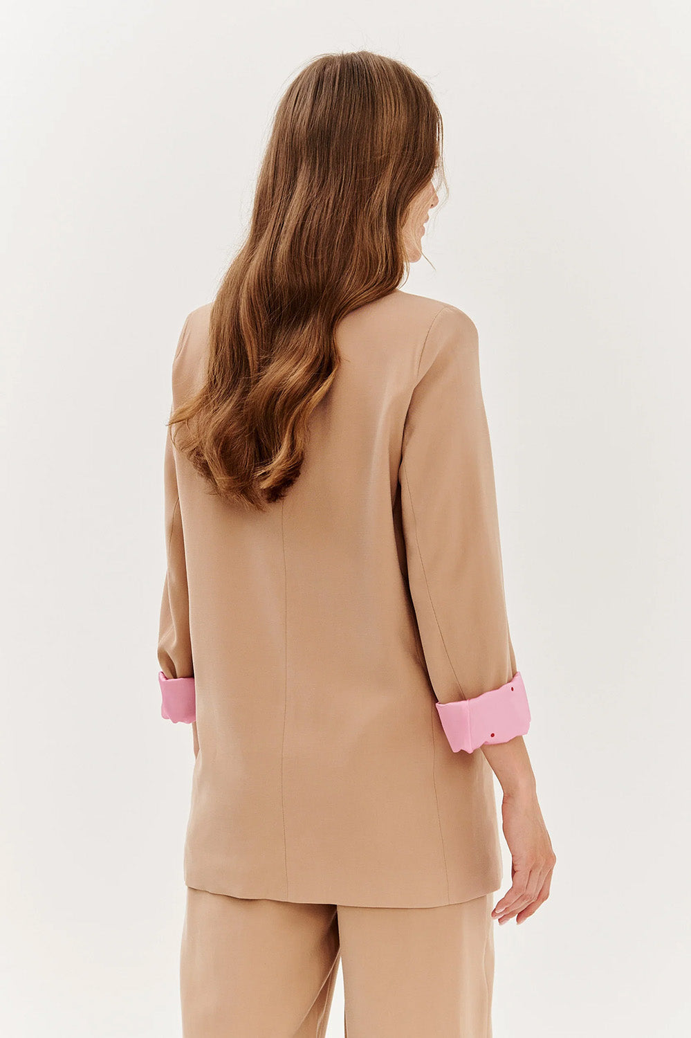 Blazer Femme | Camel Avec Doublure Contrastée | Élégant Et Tendance Pour Le Bureau Ou La Ville