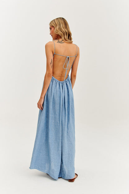 Robe En Lin | Longue Et Légère | Coupe Épurée Et Élégante | Parfaite Pour L’Été Et Les Vacances