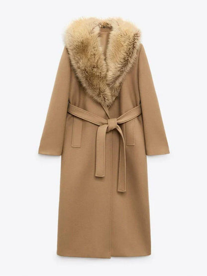 Manteau Long Femme | Laine Mélangée | Doux Et Élégant | Pour L’Hiver Et Les Journées Froides