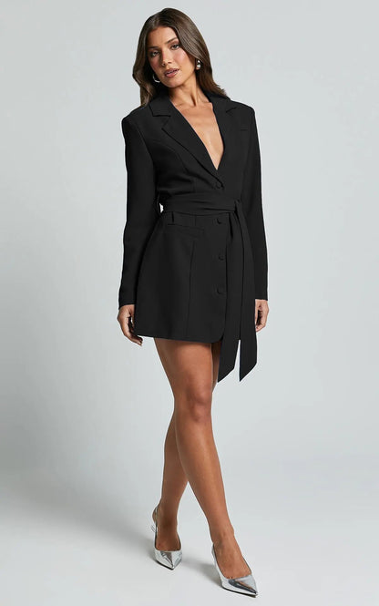Robe Blazer Femme | Ceinturée Et Élégante | Parfaite Pour Les Soirées Ou Événements Habillés