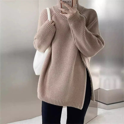 Pull Zippé Oversize | Maille Épaisse Moderne | Parfait pour un Look Hivernal Stylé