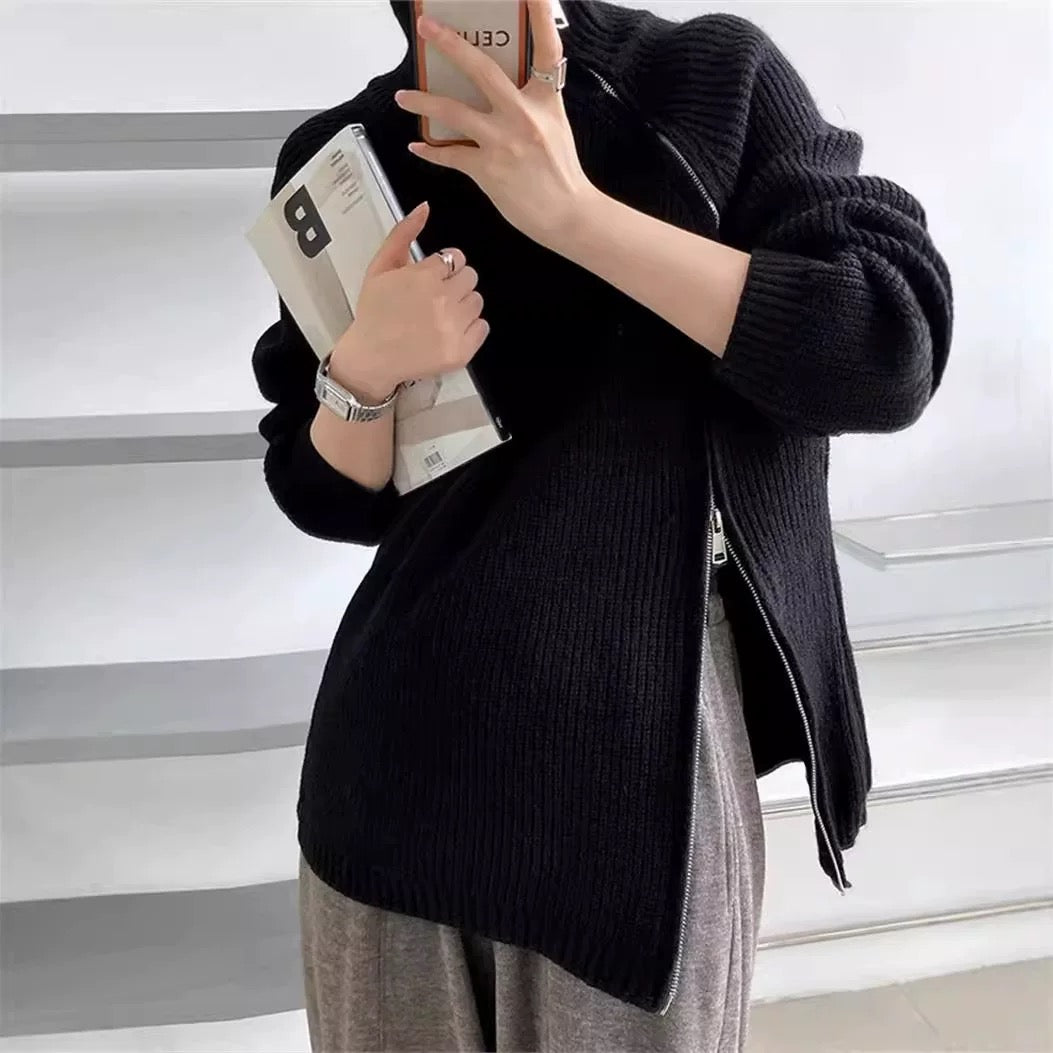 Pull Zippé Oversize | Maille Épaisse Moderne | Parfait pour un Look Hivernal Stylé