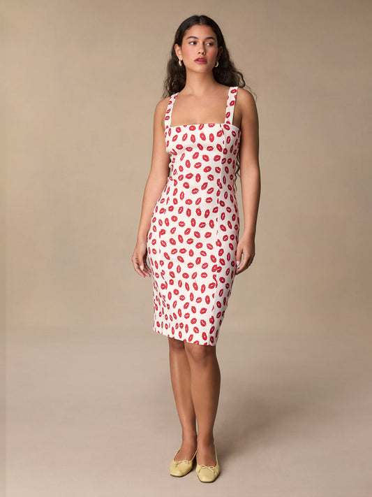 Robe Moulante Imprimée Rouge | Élégante & Estivale | Ville & Vacances | Coton Léger