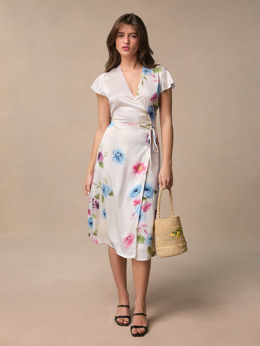 Robe Portefeuille Fleurie | Élégante & Fluide | Été & Occasions | Viscose Légère