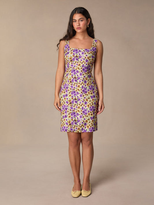 Robe Courte Fleurie Violette | Fraîche & Féminine | Été & Loisirs | Coton Confortable