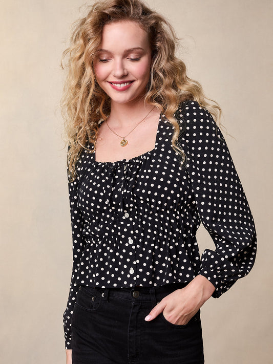 Top Imprimé Noir | Chic & Féminin | Tenues Quotidiennes & Rétro Modernes