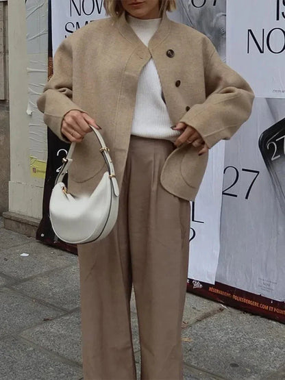 Veste Femme | Laine Mélangée Haut De Gamme | Silhouette Épurée Et Élégante | Idéale Pour L’Automne Chic