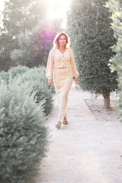 Cardigan Femme En Polyester | Long Et Doux | Boutons Discrets Et Tissu Texturé | Idéal Pour L’Été Et Les Soirées Cosy