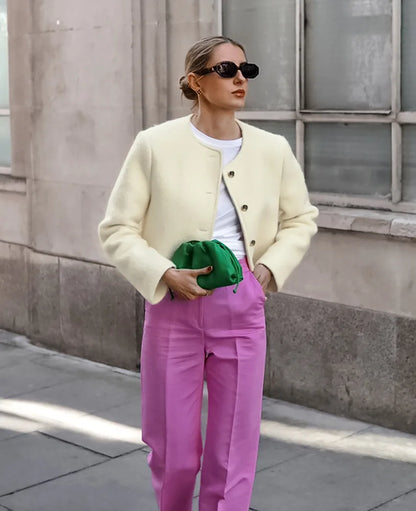 Manteau Court Femme | Coupe Minimaliste Et Élégante | Idéal Pour Un Look Chic Et Épuré En Hiver