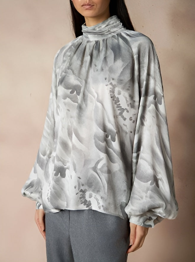 Chemisier Fluide à Col Montant