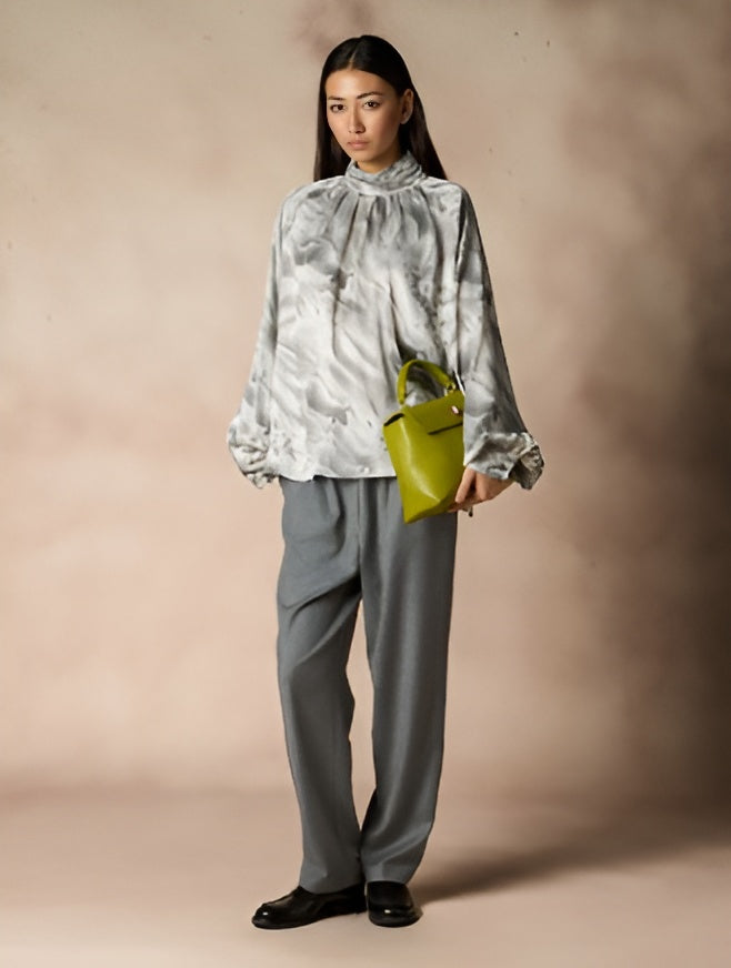 Chemisier Fluide à Col Montant