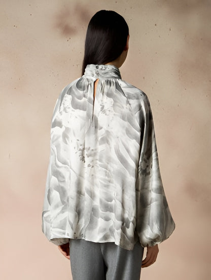 Chemisier Fluide à Col Montant