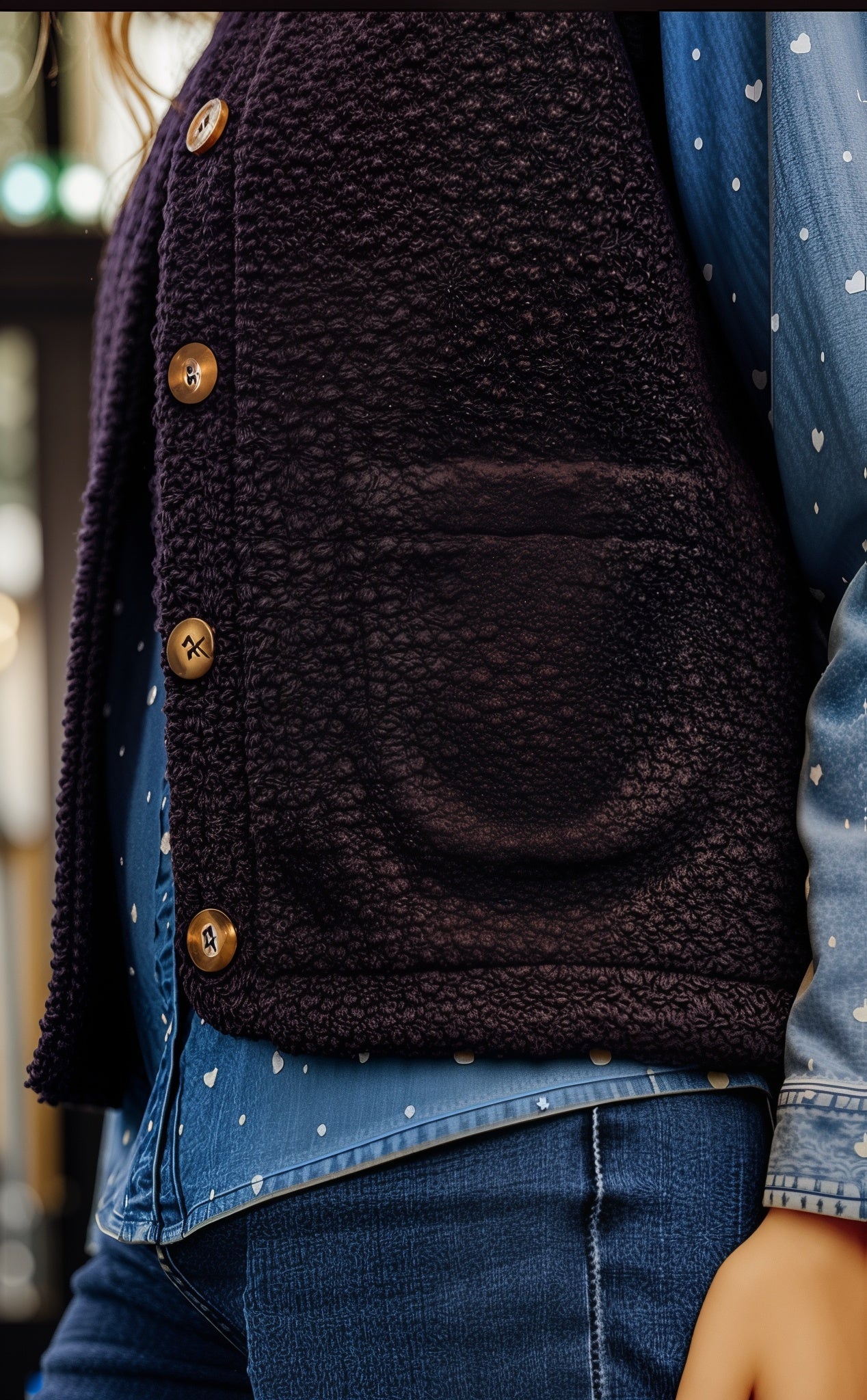 Gilet Sans Manches en Maille Bouclette